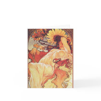 Alphonse Mucha Sunflower Greeting Card