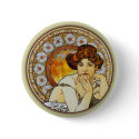 Alphonse Mucha - Topaz buttons by Apocalyptopia Alphonse Mucha - Topaz buttons