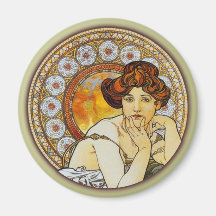 Alphonse Mucha - Topaz Fridge Magnets