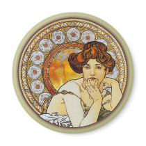 Alphonse Mucha - Topaz Fridge Magnets