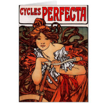 Alphonse Mucha Vintage Bicycle Greeting Card