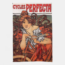 Alphonse Mucha Vintage Bicycle Kitchen Towel