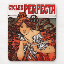 Alphonse Mucha Vintage Bicycle Mouse Pad