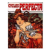 Alphonse Mucha Vintage Bicycle Postcard
