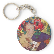 Alphonse Mucha Woman Keychain