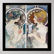 Alphonse Mucha's 2 Faces Vintage Poster