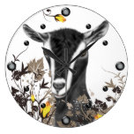 Alpine Dairy  Goat Painting Floral  Wall Clock