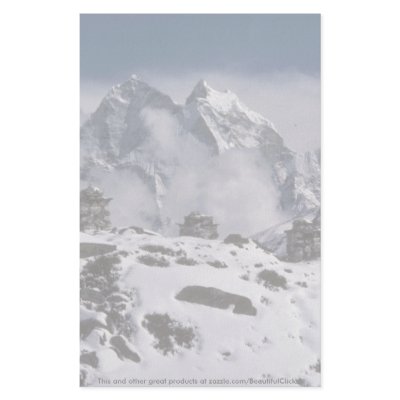 Alpine mountains, Nepal Winter Stationery Design by beautifulclicks