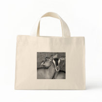 Alpine/Oberhasli goat does sisters photograph bw Canvas Bag