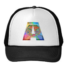 Alplhabet Soup A - Decorative Vowels Consonents Mesh Hats