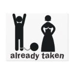 already taken! married mand and woman postcard