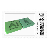Als as Al Aluminium and S Sulfur Postage Stamp