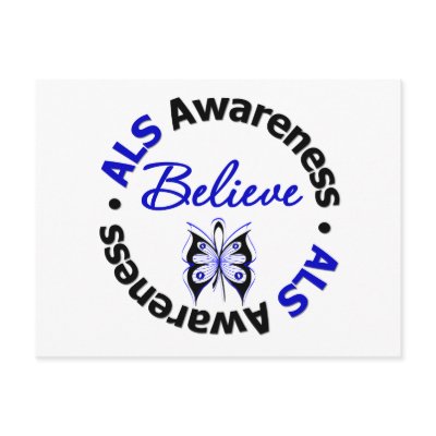 ALS Awareness Believe Butterfly Postcards by giftsforawareness
