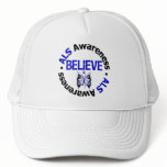 ALS Awareness Believe Butterfly Ribbon Trucker Hat