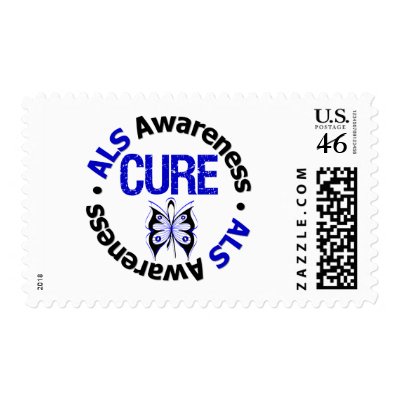 ALS Awareness CURE Butterfly Ribbon Postage by giftsforawareness