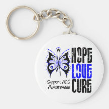 ALS Awareness Hope Love Cure Keychain