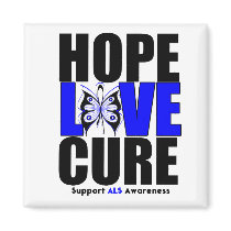 ALS Awareness Hope Love Cure (V.2) magnets by giftsforawareness ALS Awareness Hope Love Cure (V.2) magnets
