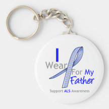 ALS Awareness I Wear ALS Ribbon For My Father Keychain