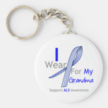 ALS Awareness I Wear ALS Ribbon For My Grandma Key Chains