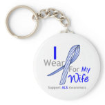 ALS Awareness I Wear ALS Ribbon For My Wife Keychain