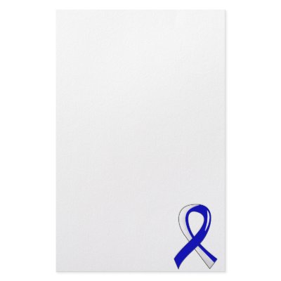 ALS Blue White Ribbon 3 Customized Stationery by awarenessgifts