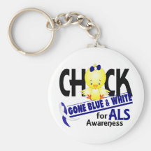 ALS Chick Gone Blue And White 2 Keychains