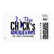 ALS Chick Gone Blue and White Postage Stamps
