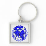 ALS Disease Butterfly Circle of Ribbons Key Chain