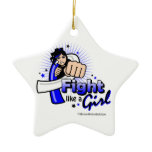 ALS Disease Fist - Fight Like a Girl Christmas Tree Ornament