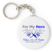 ALS Disease Tribal Ribbon Hero Keychains