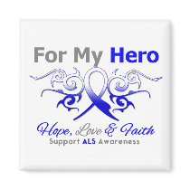 ALS Disease Tribal Ribbon Hero Fridge Magnets