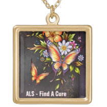 necklace, als, disease, health, cure, faith, hope, love, Colar com design gráfico personalizado