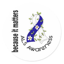 ALS Flower Ribbon 3 stickers by awarenessgifts ALS Flower Ribbon 3 stickers