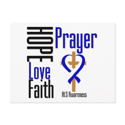 ALS Hope Love Faith Prayer Cross Post Card by giftsforawareness