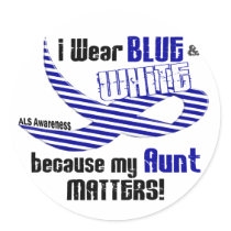 ALS I Wear Blue And White For My Aunt 33 stickers by awarenessgifts ALS I Wear Blue And White For My Aunt 33 stickers