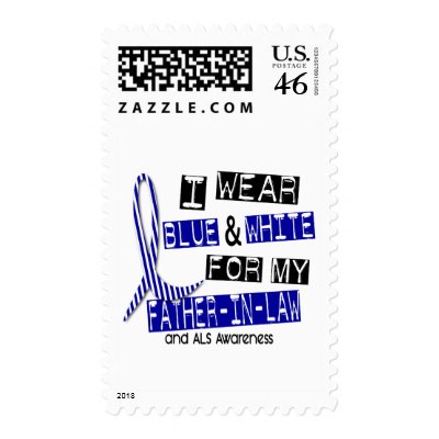 ALS I Wear Blue And White For My Father-In-Law 37 Postage by awarenessgifts