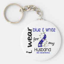 ALS I Wear Blue and White For My Husband 43 Key Chain