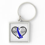 ALS Lou Gehrig's Disease Heart Ribbon Collage Key Chain