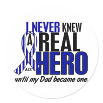 ALS Never Knew A Hero 2 Dad Round Stickers