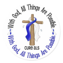 ALS With God Cross Round Stickers