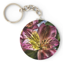 Alstroemeria Peruvian Lily flower keychain