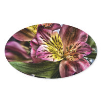 Alstroemeria Peruvian Lily flower oval stickers stickers