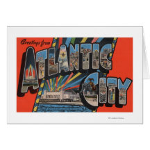 Altantic City, New Jersey - Large Letter Greeting Cards