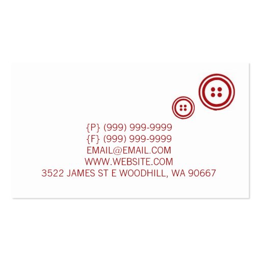 Alteration, Clothing, Tailor, Seamstress Business Card (back side)