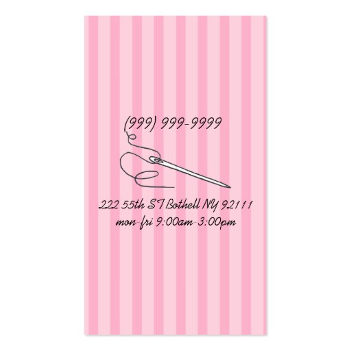 Alterations, Tailoring, Seamstress, Tailor Business Cards (back side)