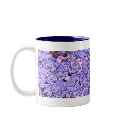 Altered Blue Flowered Succulents Coffee Cup Coffee Mug by JuJuGardens