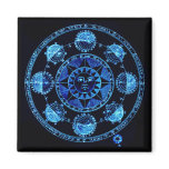 Altered Light Blue Zodiac Sun Eclipses Refrigerator Magnet