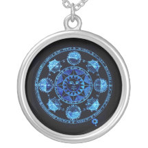 Altered Light Blue Zodiac Sun Eclipses Necklace