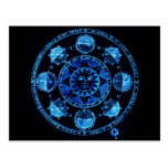 Altered Light Blue Zodiac Sun Eclipses Post Card