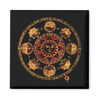 Altered Light Gold Zodiac Sun Eclipses Magnet by Biblioartgifts